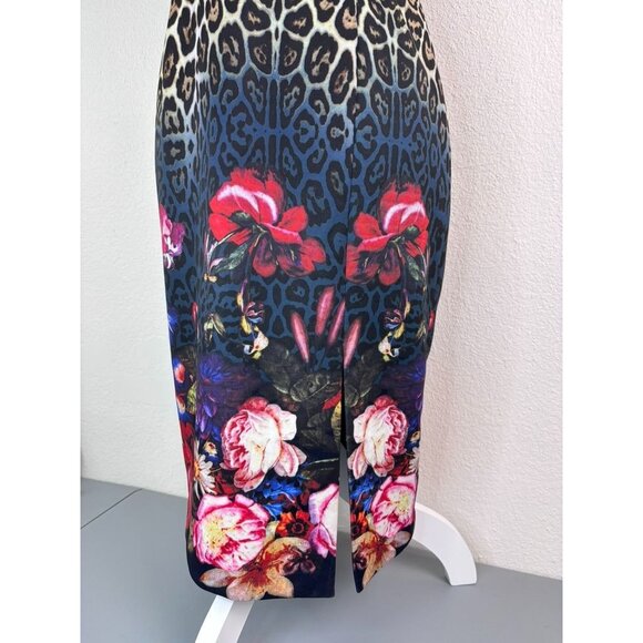 Alberto Makali womens medium animal print floral fitted knee length belted dress - Picture 3 of 9